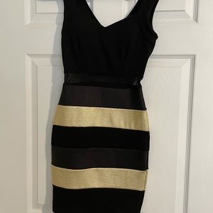 Black and gold stripe dress